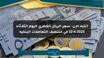 انتبه الآن: سعر الريال القطري اليوم الثلاثاء 22-4-2025 في منتصف التعاملات البنكية